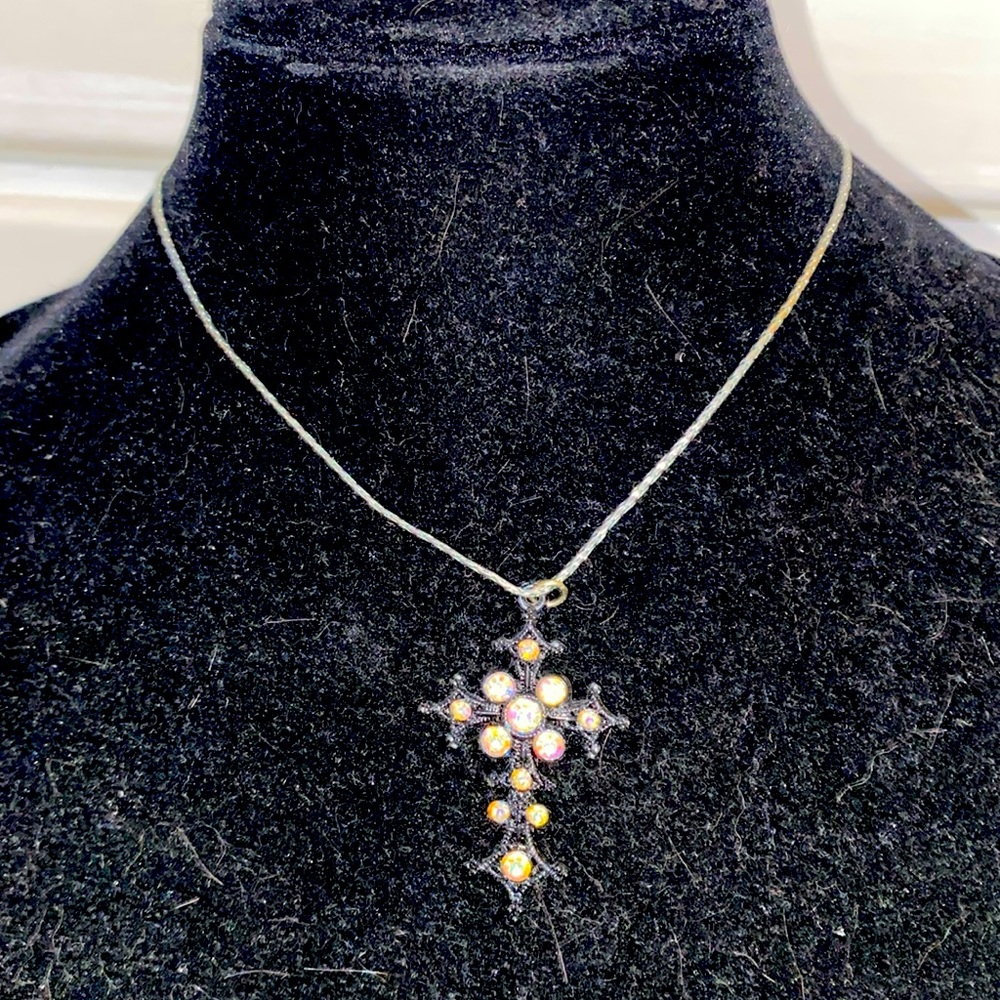 Black cross with gems
